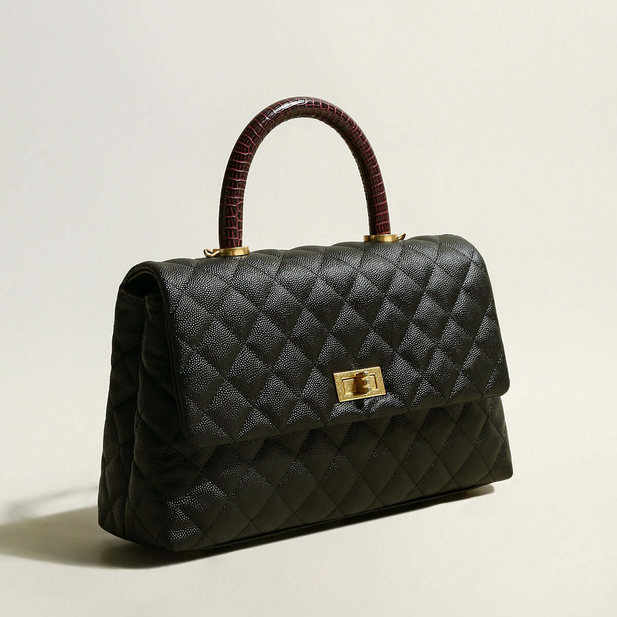 Black Quilted Chainstrap Top Handle-1