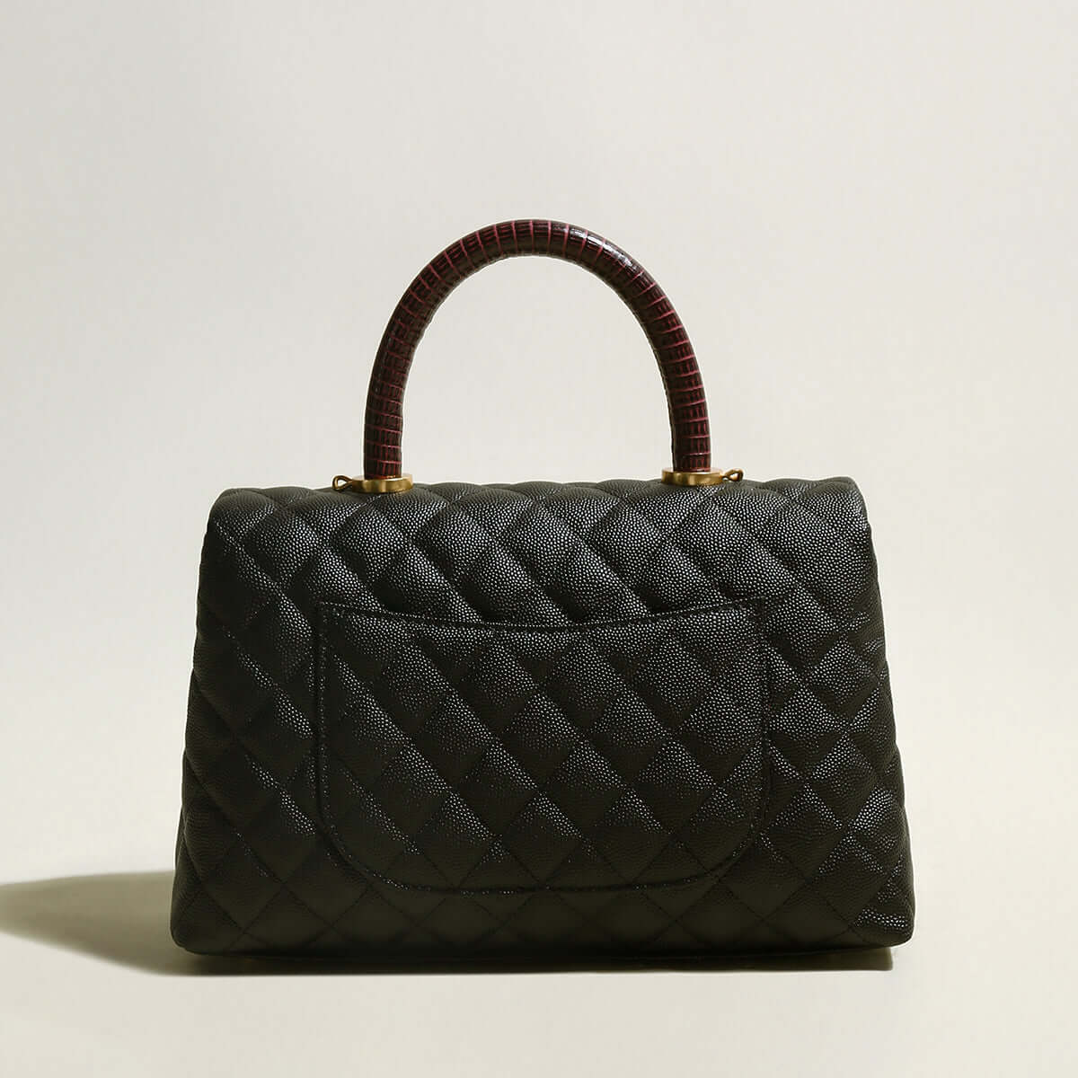 Black Quilted Chainstrap Top Handle-2