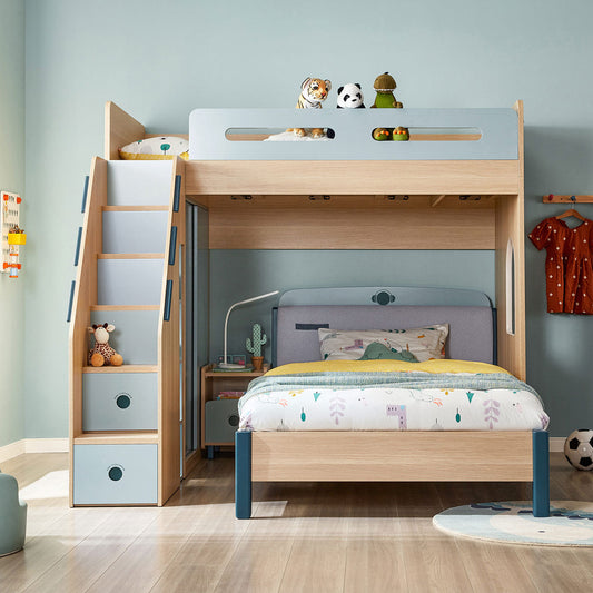 Blue Loft Bed with Mattress Set-0