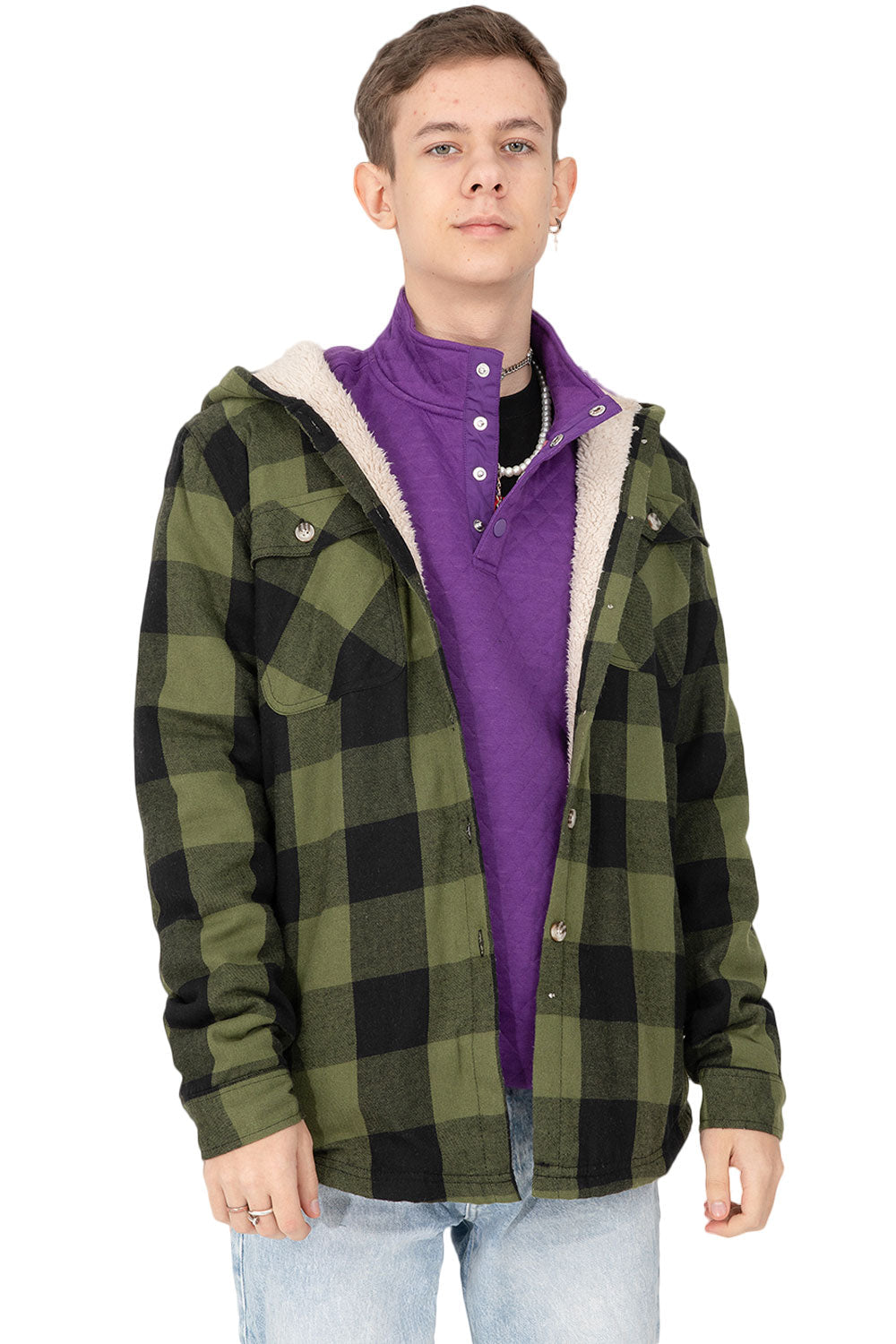 Kids Soft Quilted 1/4 Snap Fleece Pullover Outdoor Shirt-3