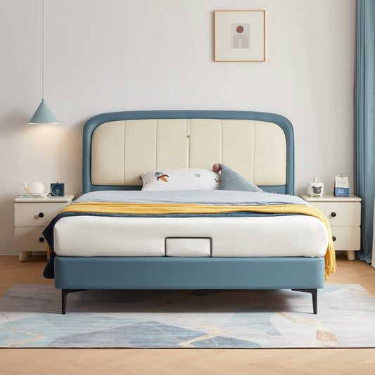 Boys Upholstered Bed with Mattress-0