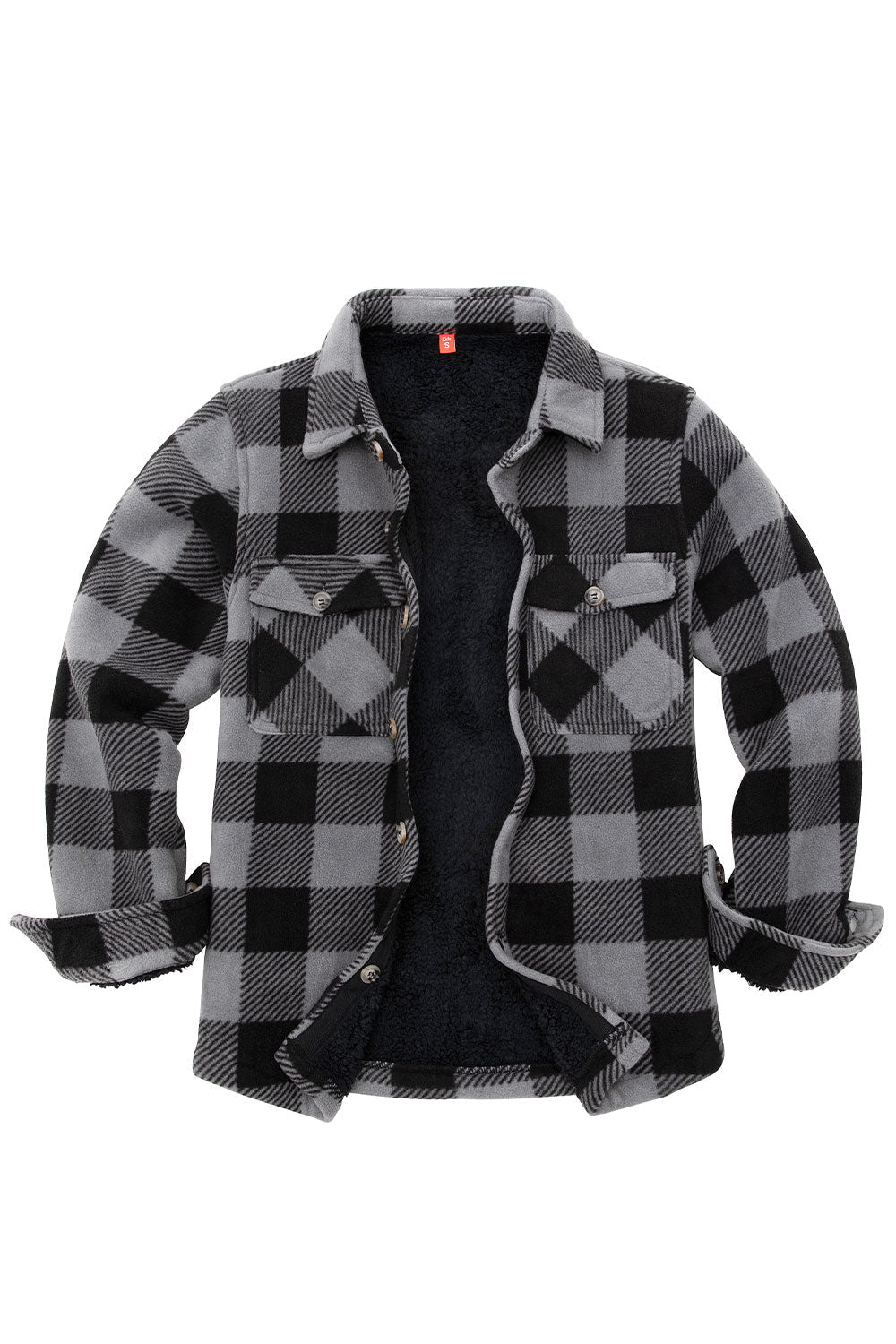 Boys Sherpa Lined Buffalo Plaid Fleece Button Down Shirt Jacket-Kids-15