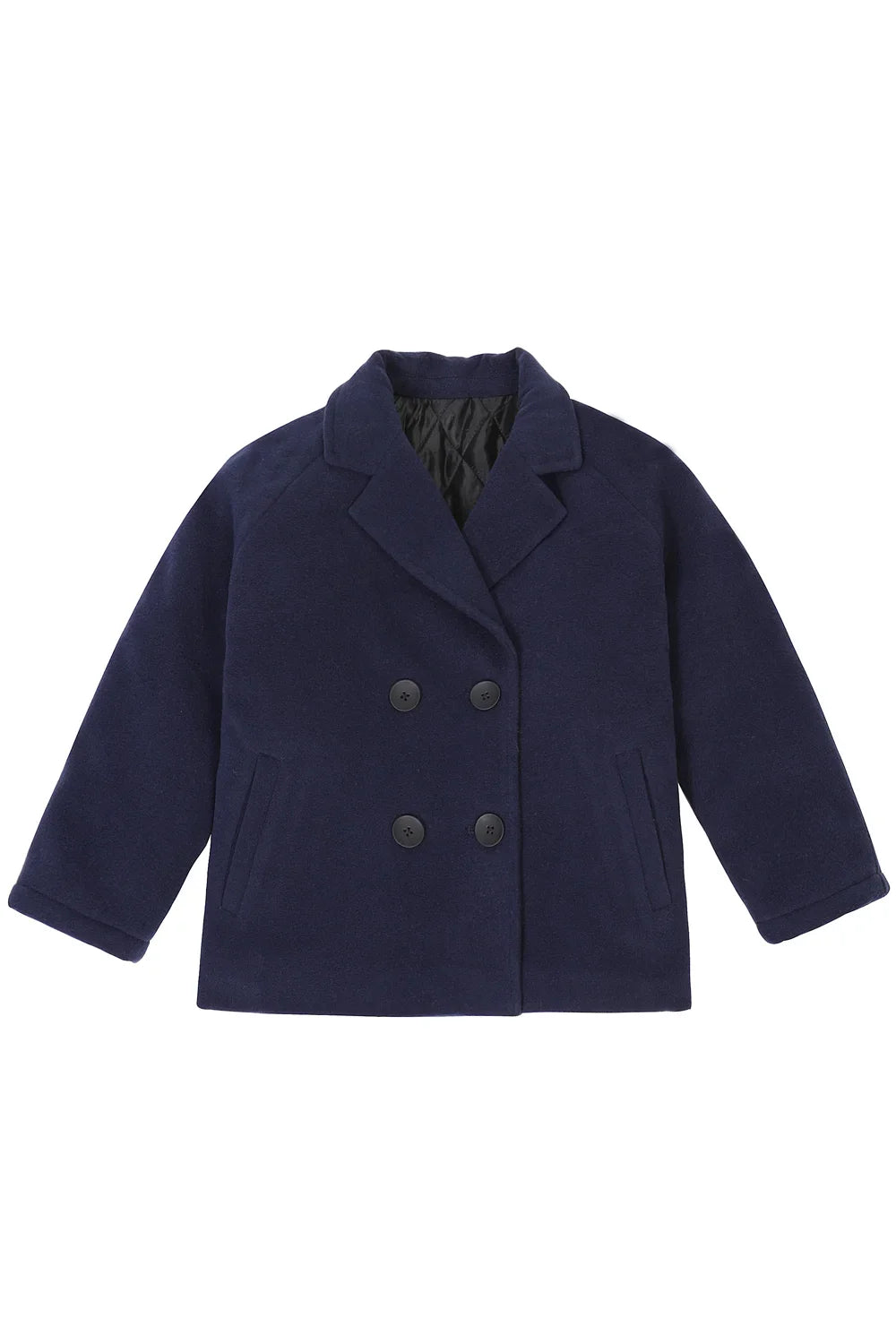 Boy's Quilted Lined Double Breasted Wool Peacoat-6