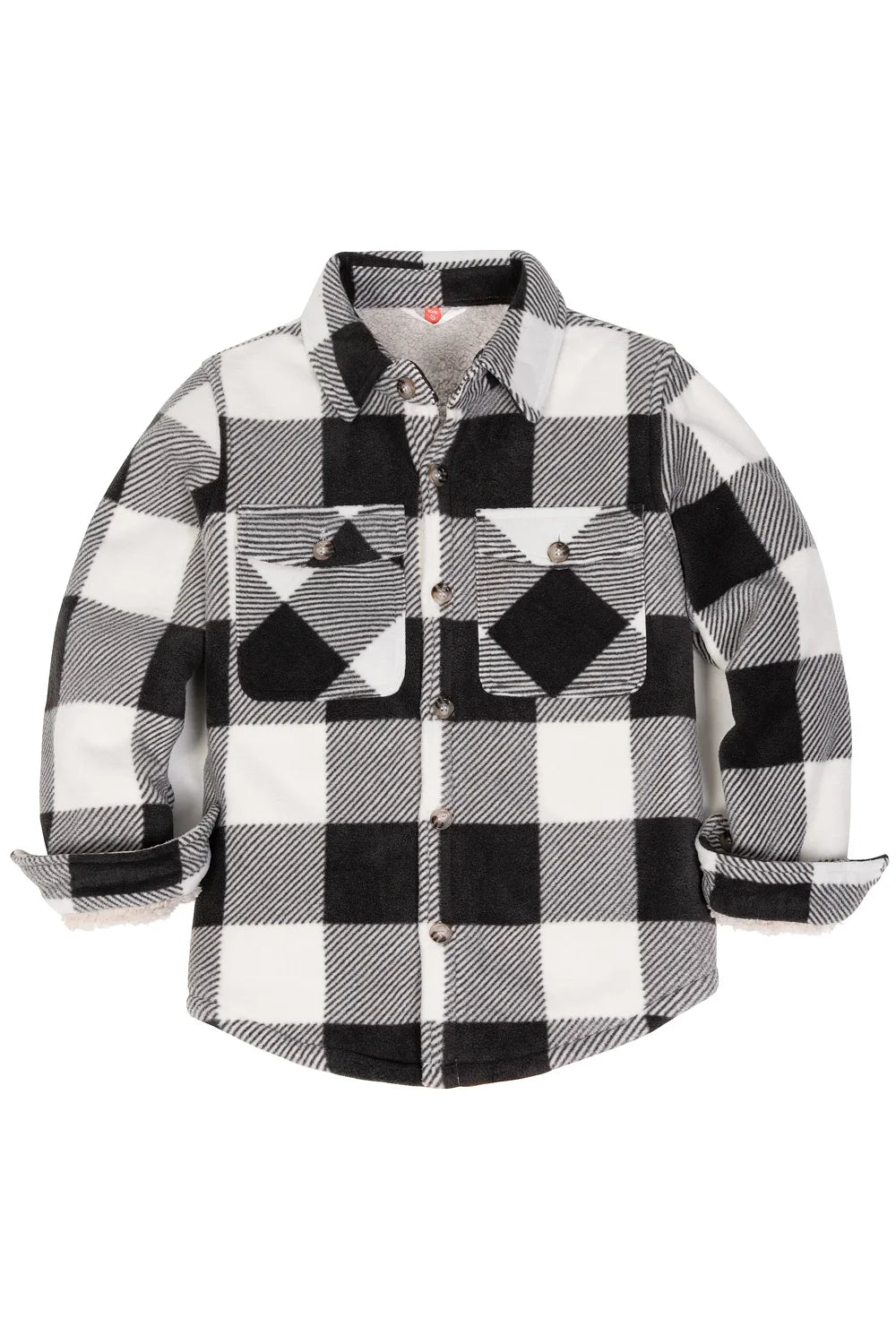 Boys Sherpa Lined Buffalo Plaid Fleece Button Down Shirt Jacket-Kids-14