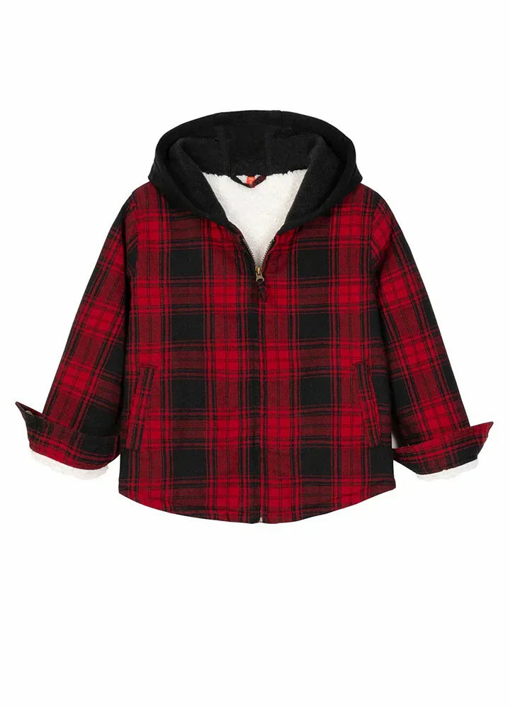 Kids Matching Family Zip Up Red Plaid Flannel Hoodie-0
