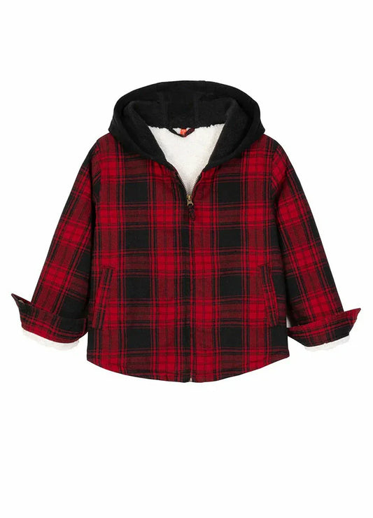 Kids Matching Family Zip Up Red Plaid Flannel Hoodie-0