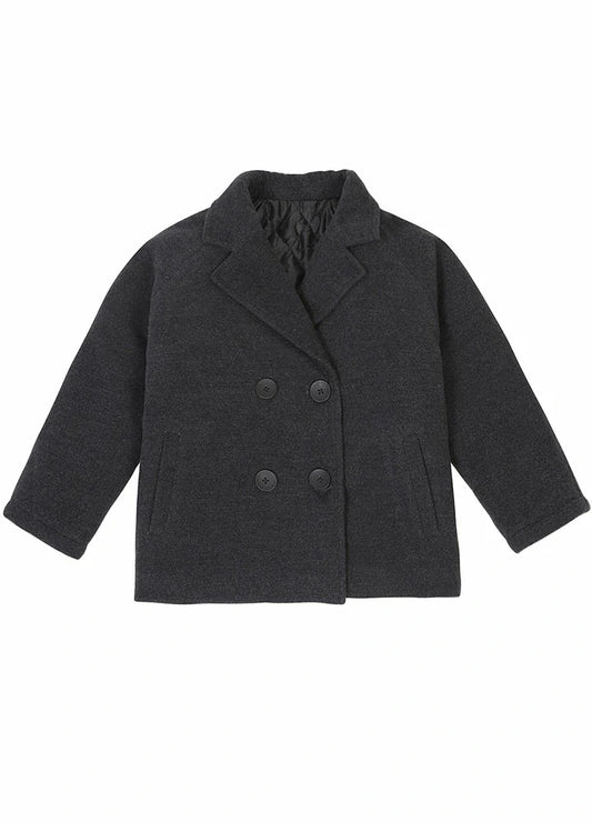Boy's Quilted Lined Double Breasted Wool Peacoat-0