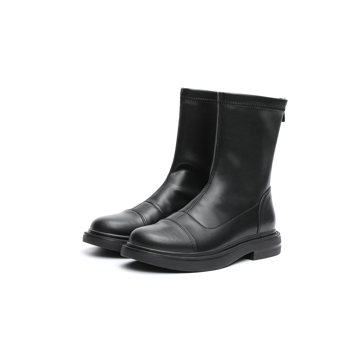 British Mid-Calf Black Leather Boots-1