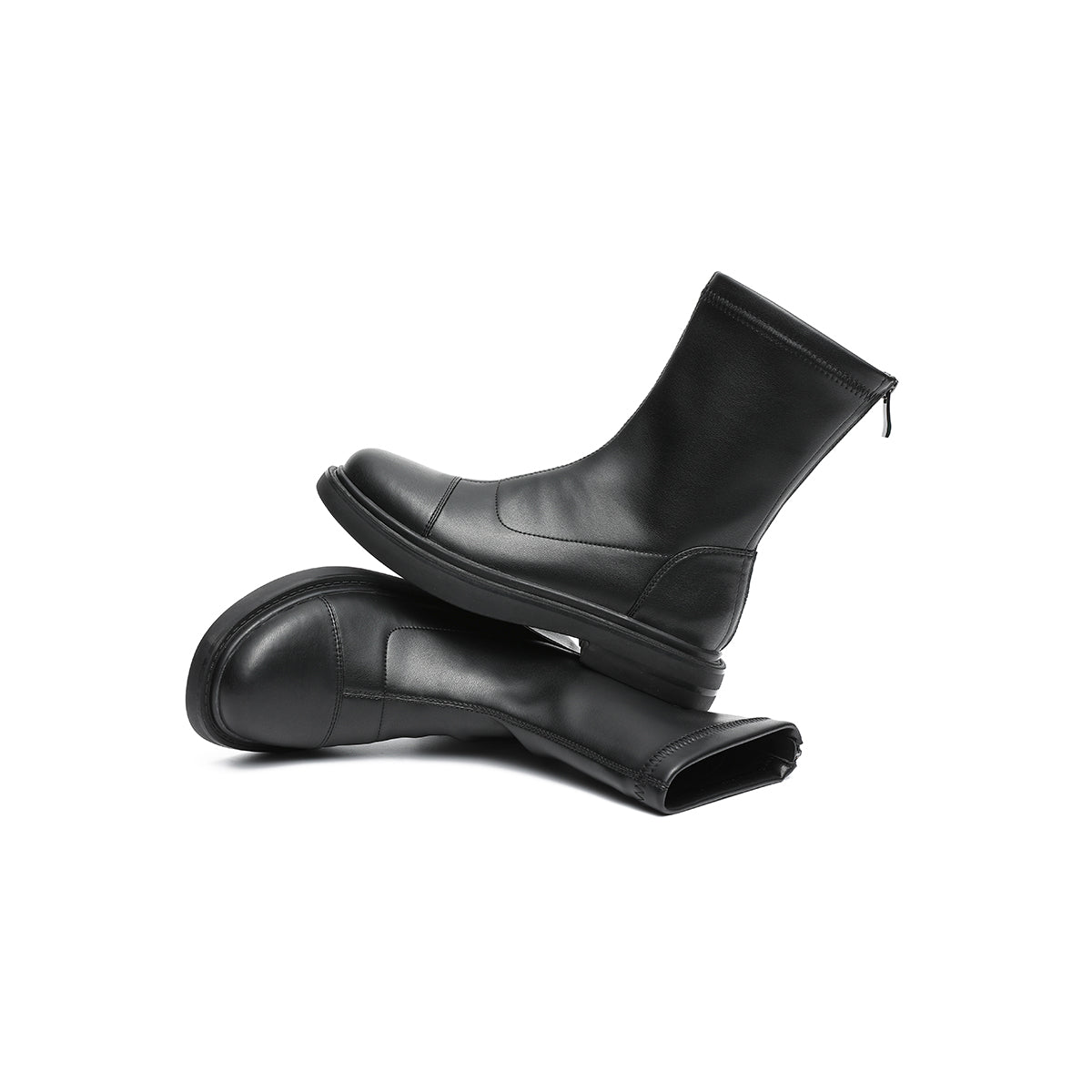 British Mid-Calf Black Leather Boots-3