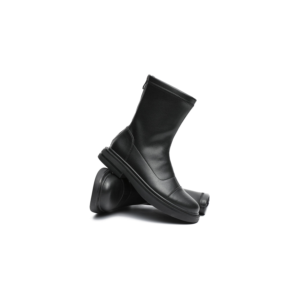 British Mid-Calf Black Leather Boots-4