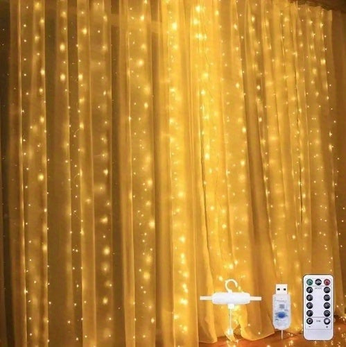 300 LED Warm Fairy Curtain Lights, 9.8 x 9.8ft - USB Powered, 8 Lighting Modes with Remote Control, Perfect for Bedroom & Party Decor, Includes Hook for Easy Hanging, LED Lights for Bedroom