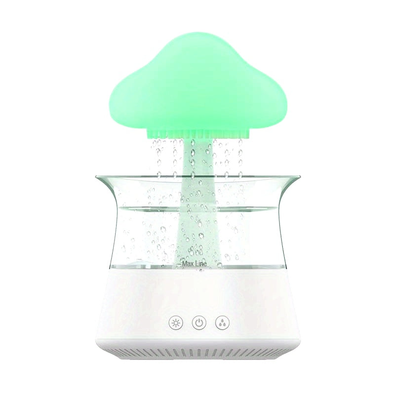 USB-Powered Zen Master Mushroom Lamp with Rain Cloud Aromatherapy Oil Diffuser, Night Light & Ultra-Quiet Humidifier - Perfect for Home or Office, White, Zen Home Decor