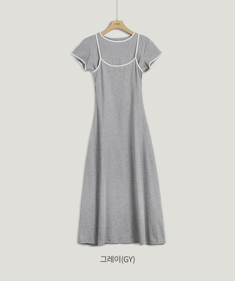 [TWEE] Bibel Contrast T-Shirt Dress Set-7