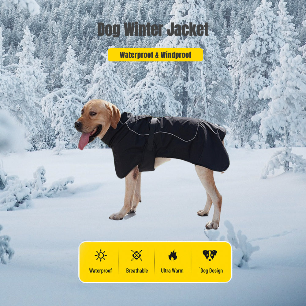Waterproof Double-Layer Winter Dog Coats - Insulated, Windproof, and Reflective Dog Jackets for Large Dogs - Ideal for Rainy and Snowy Days, Easy to Put On and Take Off