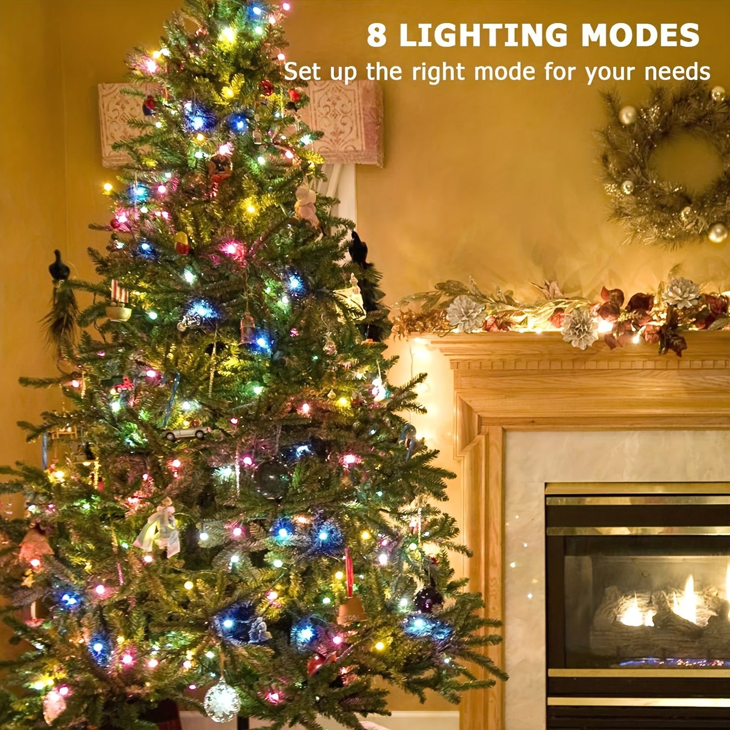 Outdoor Solar String Light, 32.8 Feet 100 LED Solar Fairy Light With 8 Modes, Copper Wire Light, Party Tree, Courtyard Ramadan Valentine's Day Decoration