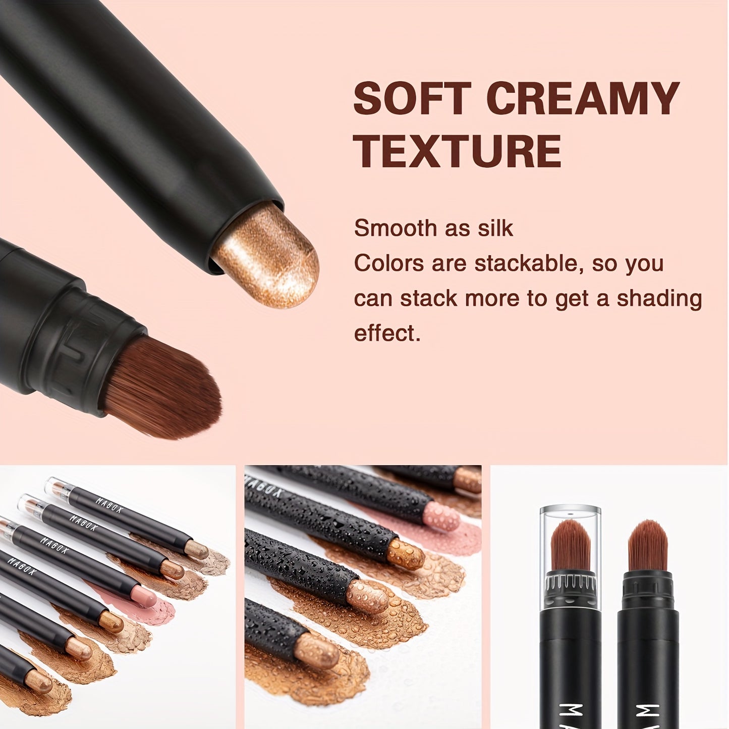12 Color Eyeshadow Stick, Colorful Pearly Glitter Eyeshadow, Highlighter Swivel Eyeshadow Stick, Brightening Eyelid Waterproof Eyeshadow Makeup With Brush Head For Music Festival