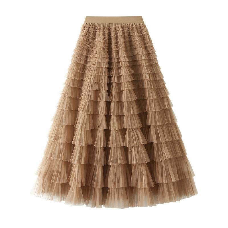 Cake Skirt Women's White Gauze long Layered tulle Skirt