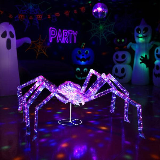 3ft Prism Spider, Illusion, 340 Purple Copper Wire Light, 4.5V 3.6W Halloween Standing Decoration US Specification
