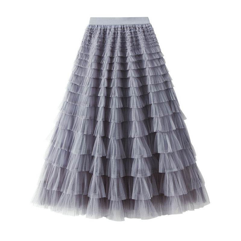 Cake Skirt Women's White Gauze long Layered tulle Skirt
