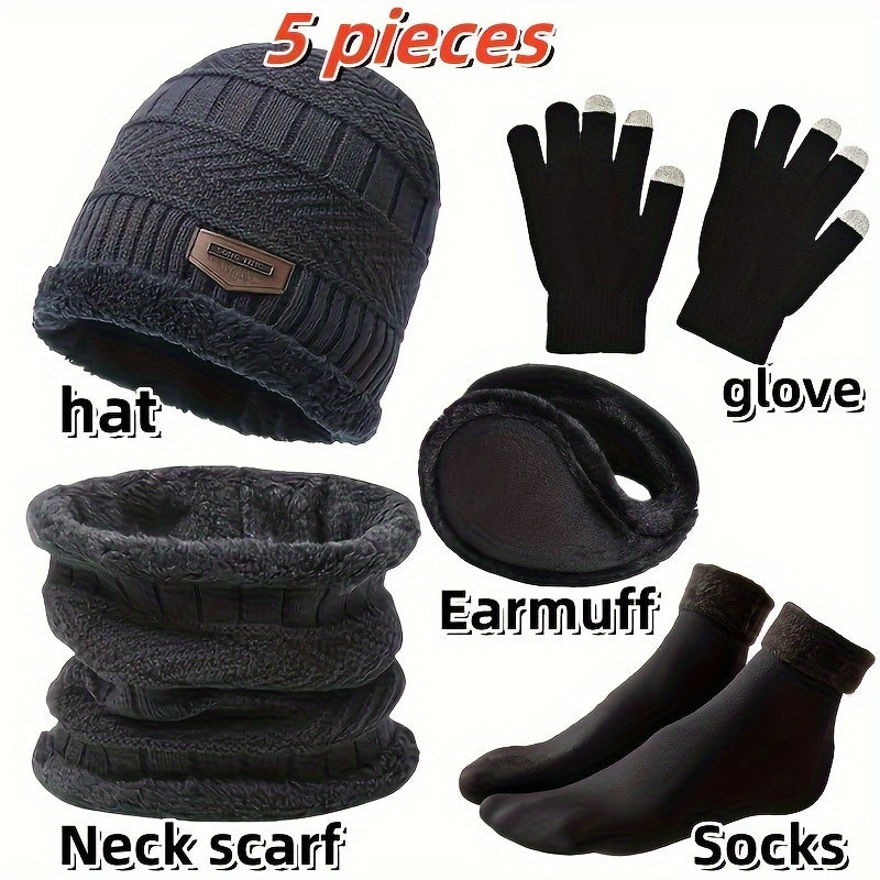 Winter Knit Accessories Set for Adults (5-Piece)-2