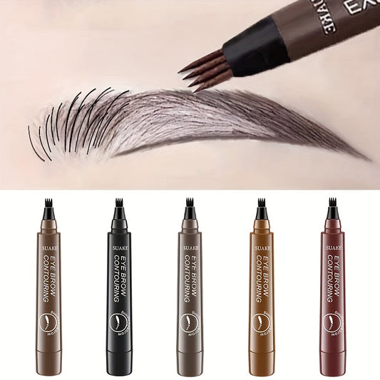 5 colors Natural Looking Waterproof Eyebrow Pen with 4 Split Head for Microblading and Makeup