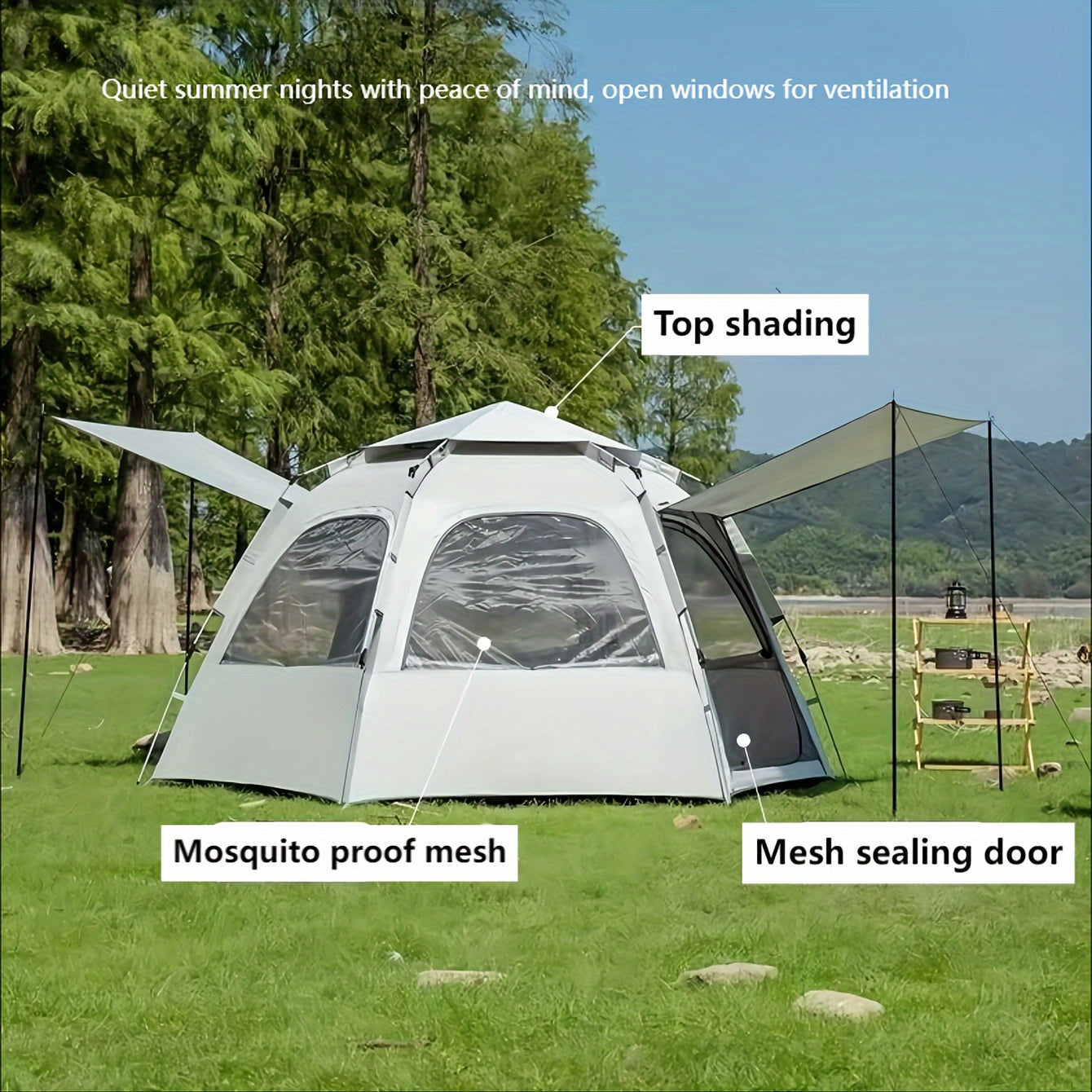 Hexagonal Quick Opening Outdoor Camping Tent 6-Person-4