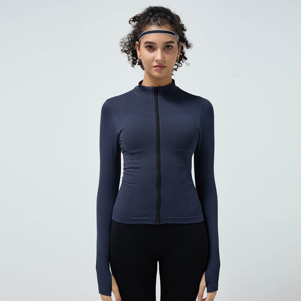 Long Sleeve Workout top for women Slim fit Athletics Sport Zip up Gym top
