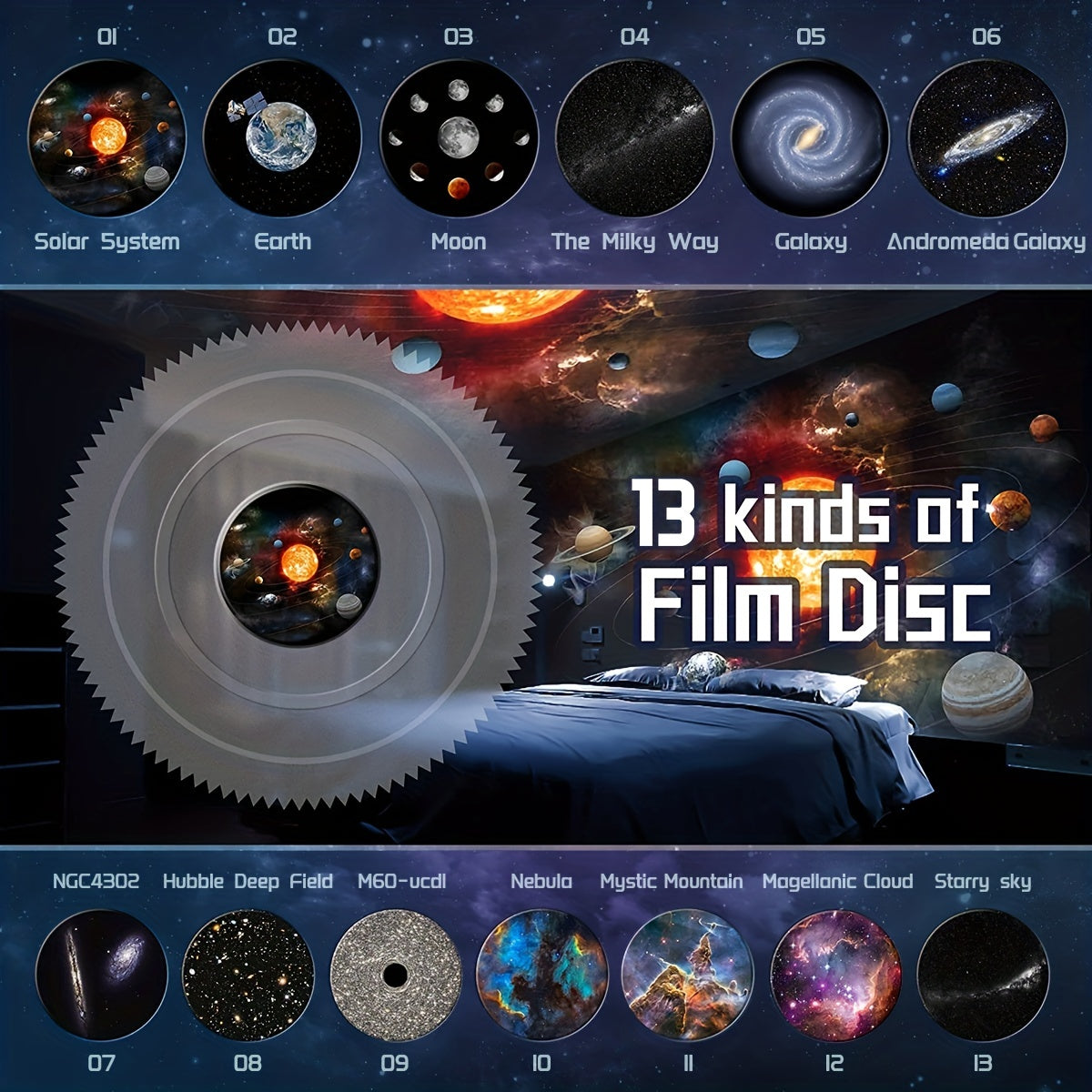 1pc 13 In 1 Star Projector Night Light, Galaxy Projector, Planetarium Projector For Bedroom, Aurora Projector
