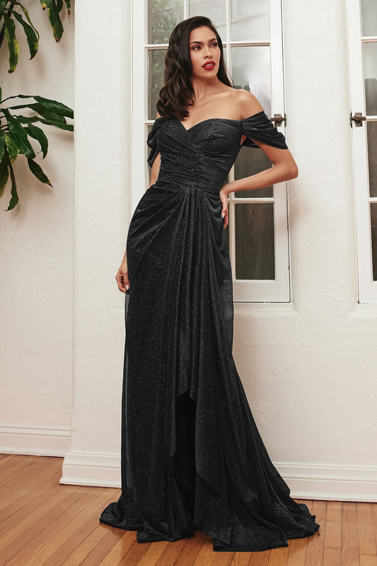 Off The Shoulder Glitter Gown-0