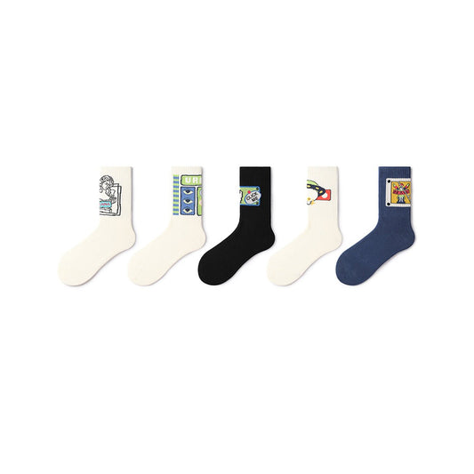 Click Me All-season Unisex 5pcs Crew Socks Set-0