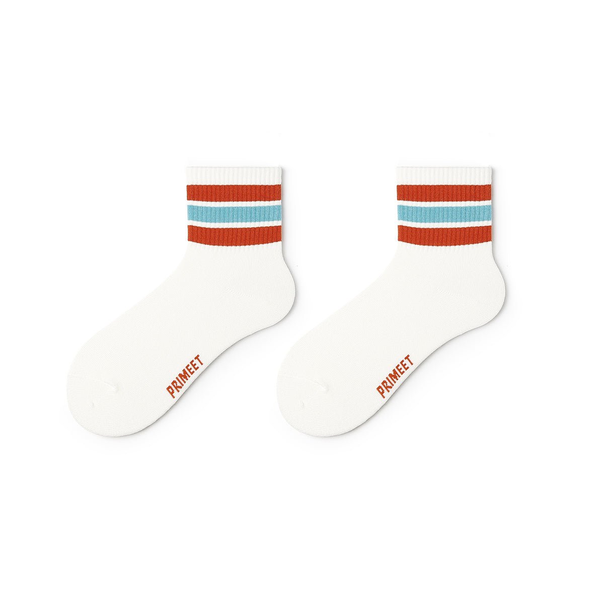 Color Pop Three Stripes All-season Women 5pcs Crew Socks Set-4
