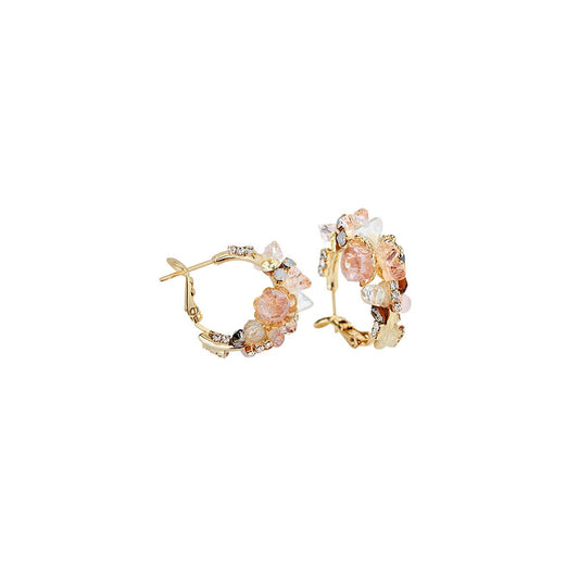 Colorful Crystal Garden Gold Earrings-0