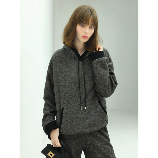 Comfy Knitted Charcoal Hooded Sweater-0