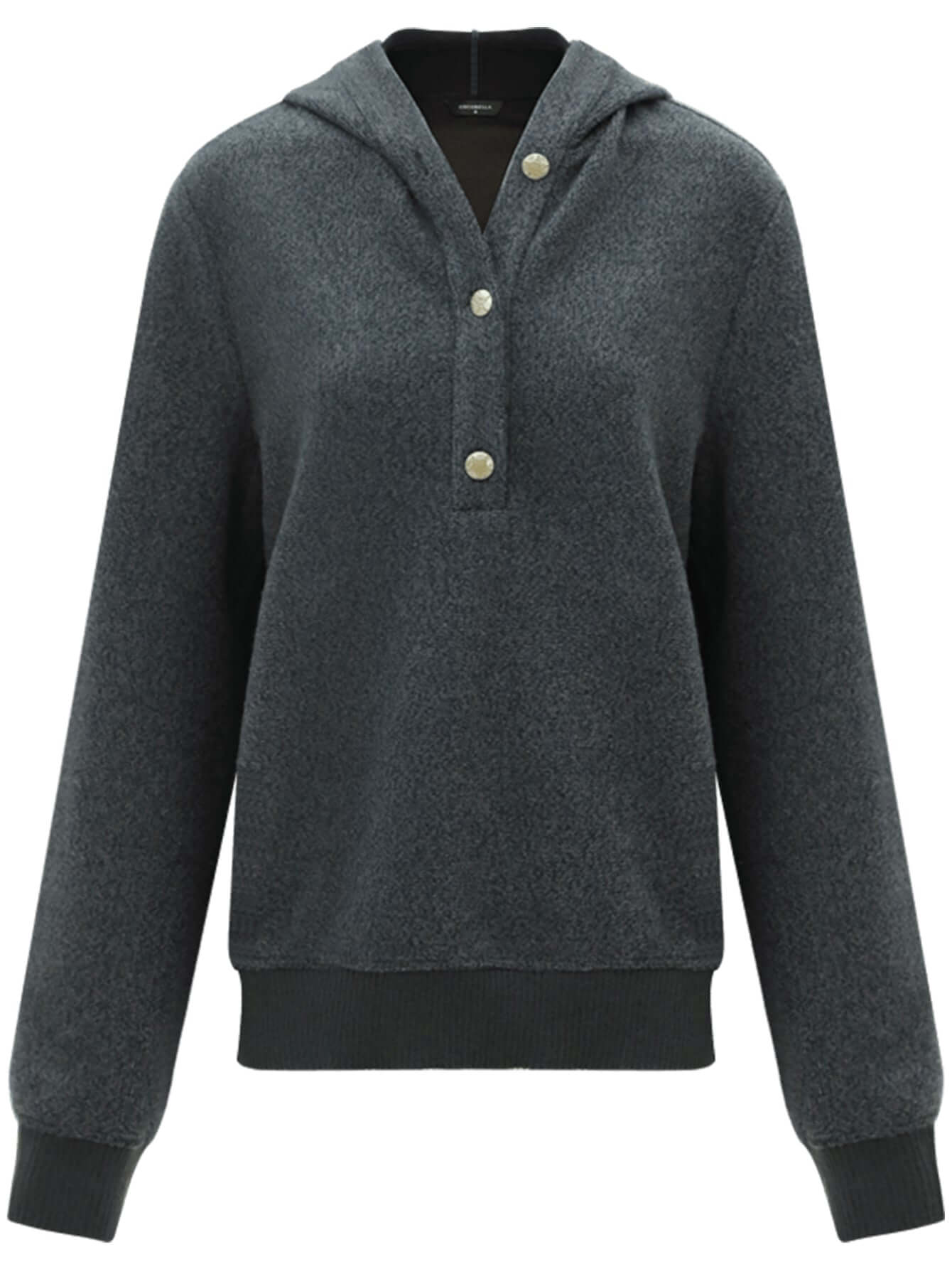 Cozy Button Up Grey Hooded Sweater-3