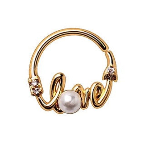 Gold Plated Jeweled "LOVE" Annealed Seamless Ring-1