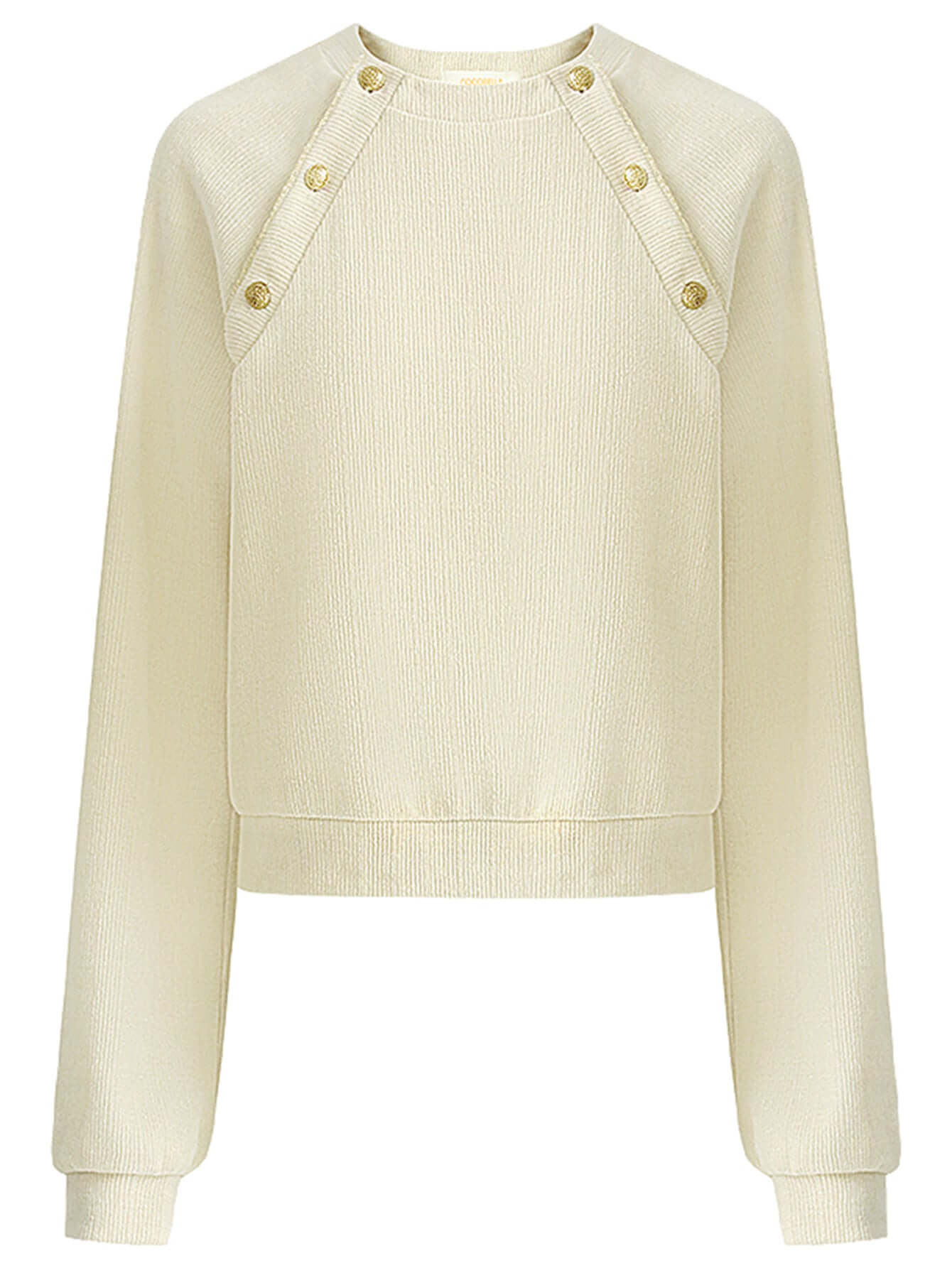 Cream Knit Swear with Gold Snap Buttons-3