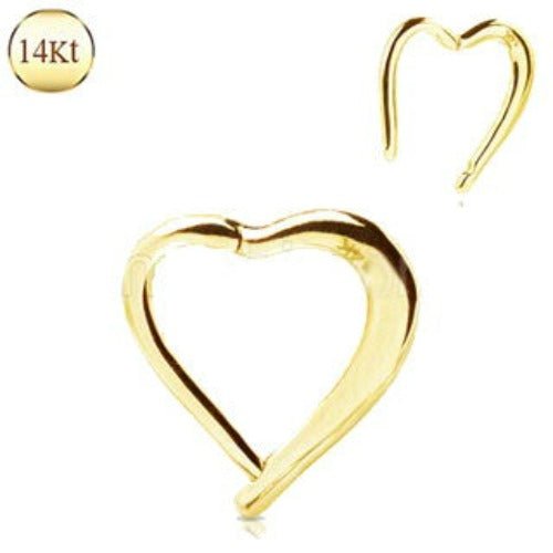 14Kt. Yellow Gold Lovely Heart Seamless Clicker Ring-0