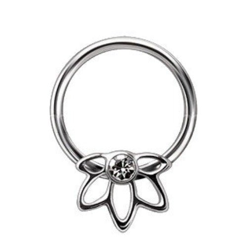 316L Stainless Steel Flower Snap-in Captive Bead Ring-2