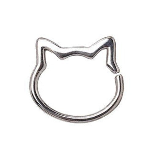 316L Stainless Steel Cat Seamless Ring / Cartilage Earring-1