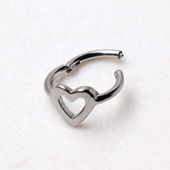 316L Stainless Steel Heart Seamless Clicker Ring - Heart Cartilage Piercing-1