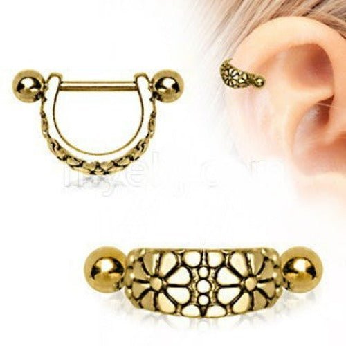 Gold Daisy Ear Cuff Cartilage Earring-0