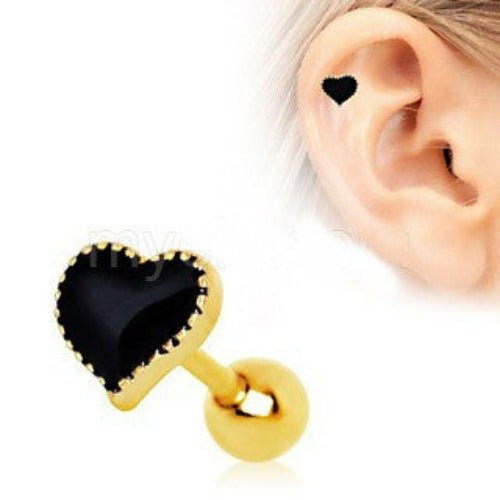 Black Heart Cartilage Earring-0