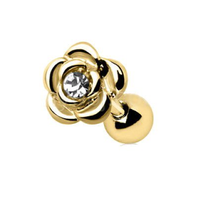 Gold Diamond Rose Cartilage Earring Cartilage Piercing Jewelry-3