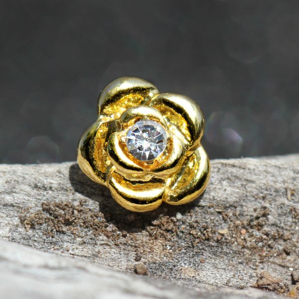 Gold Diamond Rose Cartilage Earring Cartilage Piercing Jewelry-1