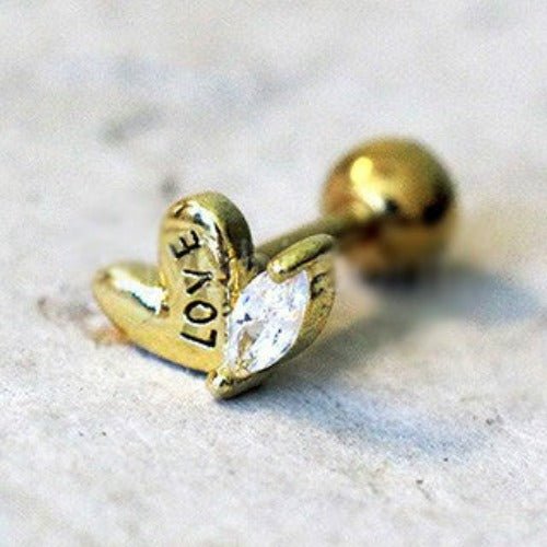 Gold Lovely Heart Cartilage Earring-0