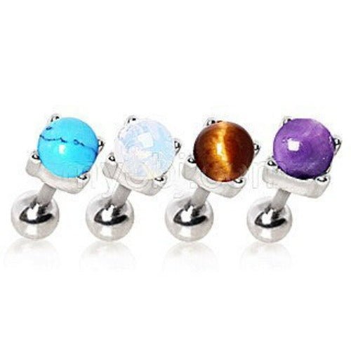 316L Cartilage Earring with Prong Set Stone-0