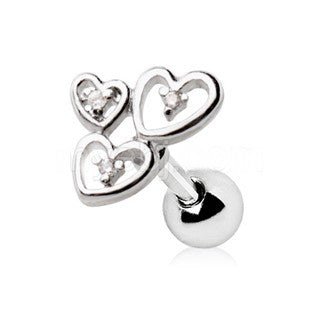 316L Stainless Steel Triple Lovely Heart Cartilage Earring-1