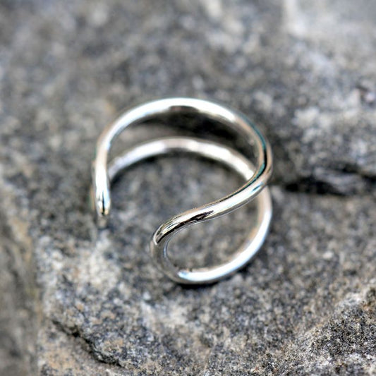 316L Stainless Steel Double Ring Fake Cartilage Ear Cuff-0