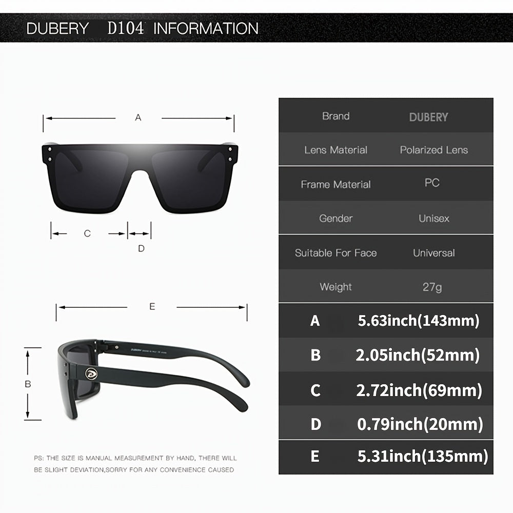 DUBERY, One-piece Large-frame Fashion Glasses, Trendy Polarized Sports Fashion Glasses, Riding One-piece Fashion Glasses