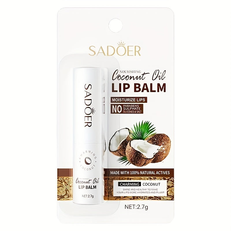 Coconut Lip Balm - Long Lasting Nourishment And Moisture For Men And Women - Daily Care Lip Balm With Plant Squalane